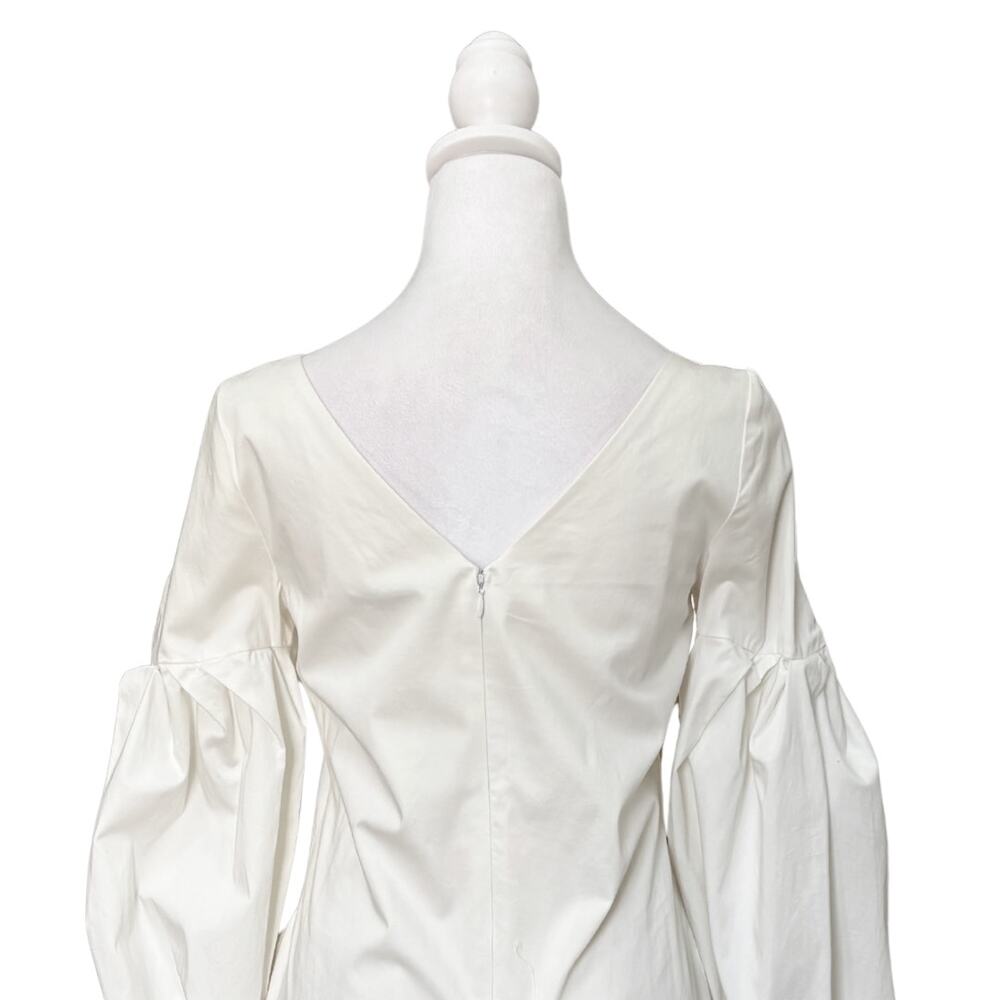 Hellessy Cotton Poplin Balloon Sleeve Mini Dress 2 Ivory - Picture 6 of 8